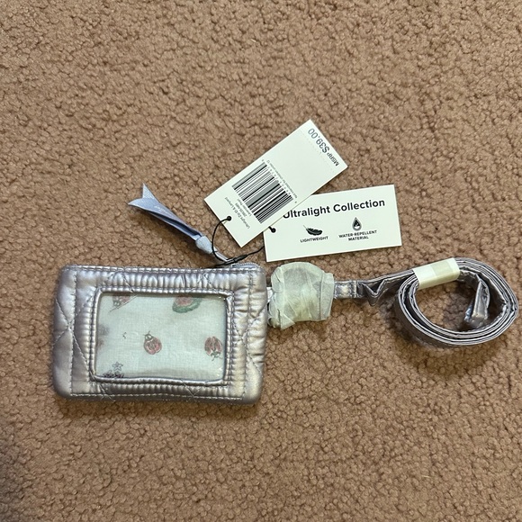 NWT Ultralight Zip ID & Lanyard in Ultralight Lavender Pearl quilted metallic - Picture 1 of 5